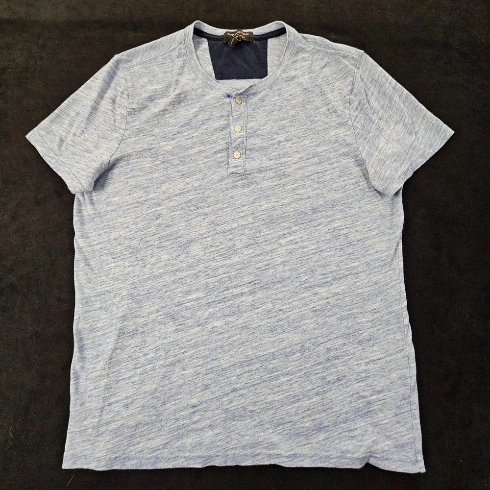 Banana Republic Blue Heathered Short Sleeve Cotton Blend T-Shirt Men's L